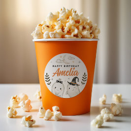 Pegatina Redonda La fiesta de cumpleaños de Halloween favorece la r