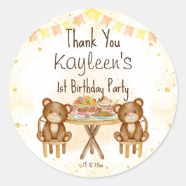 Pegatina Redonda La fiesta de cumpleaños de Teddy bears