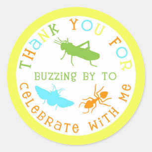 Pegatina Redonda La fiesta de cumpleaños del insecto del insecto l