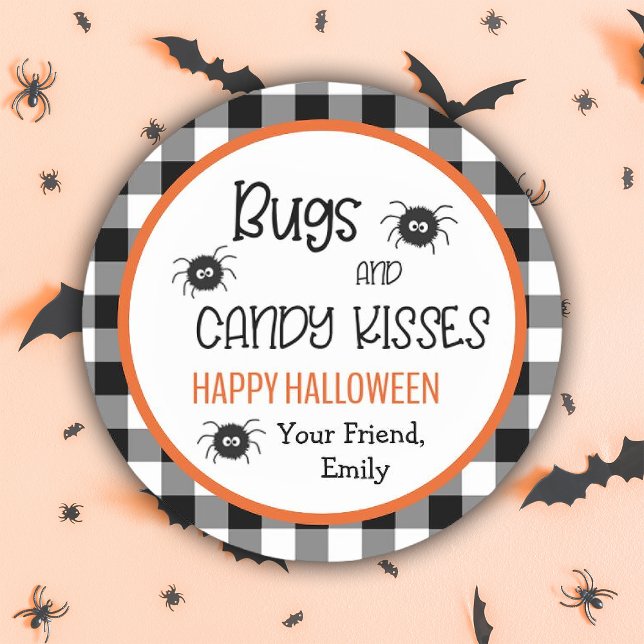 Pegatina Redonda La fiesta de Halloween de cute bugs & besos favore (Cute Bugs & Kisses Halloween Party Favors for Kids Classic Round Sticker)