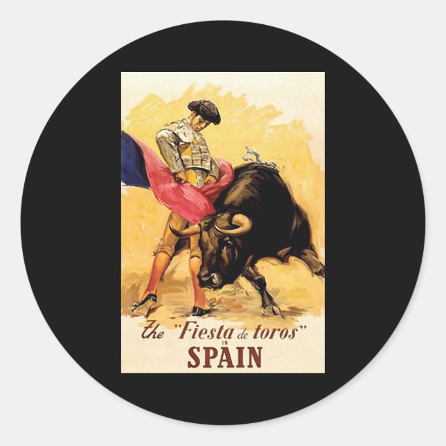 Pegatina Redonda La Fiesta De Toros En España (Anverso)
