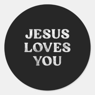 Pegatina Redonda La Frase Jesús Te Ama En Un Tri-blend Premium