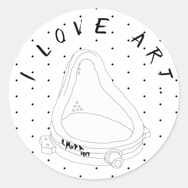 Pegatina Redonda La fuente de Marcel Duchamp (Anverso)