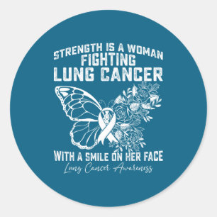 Pegatina Redonda La fuerza es una mujer luchando contra el cáncer d