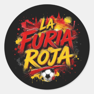 Pegatina Redonda La Furia Roja - apodo del equipo nacional de Españ