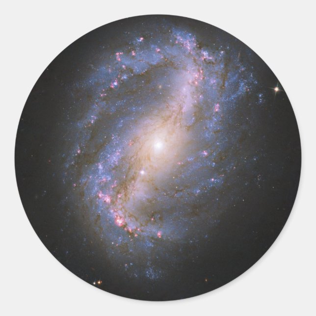 Pegatina Redonda La galaxia espiral obstruida NGC 6217 (Anverso)
