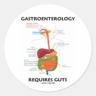Pegatina Redonda La Gastroenterología Requiere Gotas (Sistema Diges