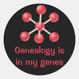 Pegatina Redonda La genealogía está en mis genes