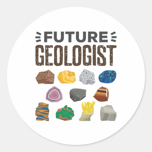 Pegatina Redonda La geología geológica del futuro sacude gemas (Anverso)