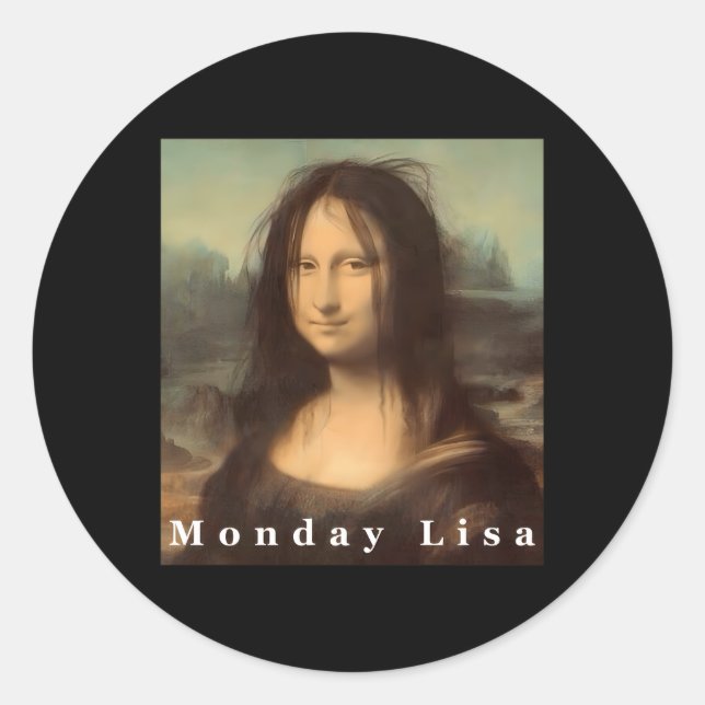 Pegatina Redonda La Gioconda Mona Lisa Lunes Lisa (Anverso)