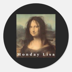 Pegatina Redonda La Gioconda Mona Lisa Lunes Lisa