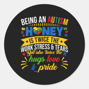 Pegatina Redonda La graciosa Camisa De Conciencia Del Autismo Como 