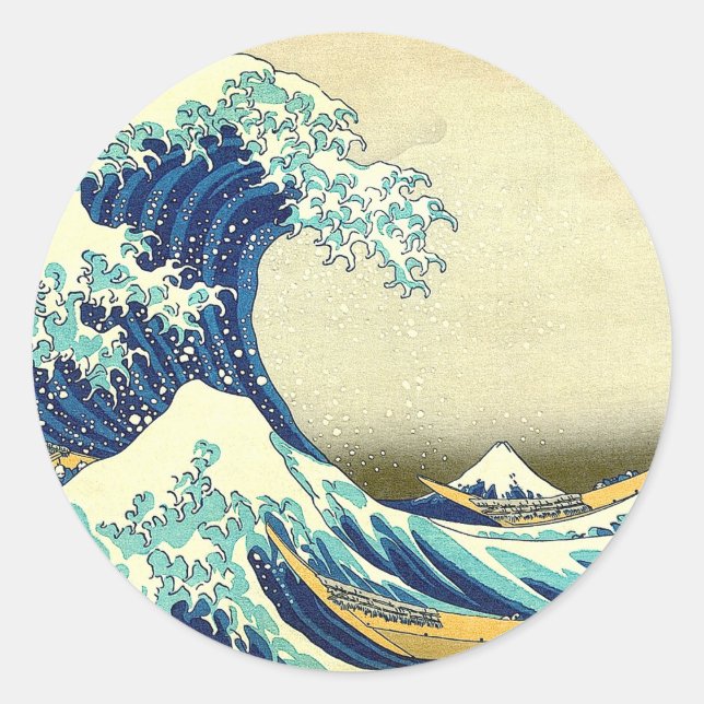 Pegatina Redonda "La gran ola de Kanagawa" (Anverso)