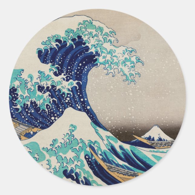 Pegatina Redonda La gran ola de la cosecha de Kanagawa (Anverso)