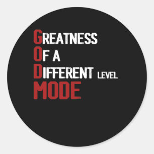 Pegatina Redonda La Grandeza De Modo Dios En Un Nivel Diferente Jef