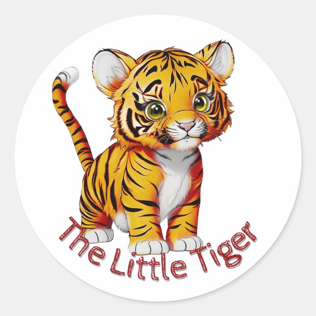 Pegatina Redonda La guardería del Personalizable del tigre pequeño (Anverso)