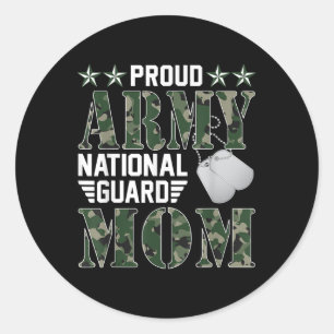 Pegatina Redonda La guardia nacional del ejército y su familia mili