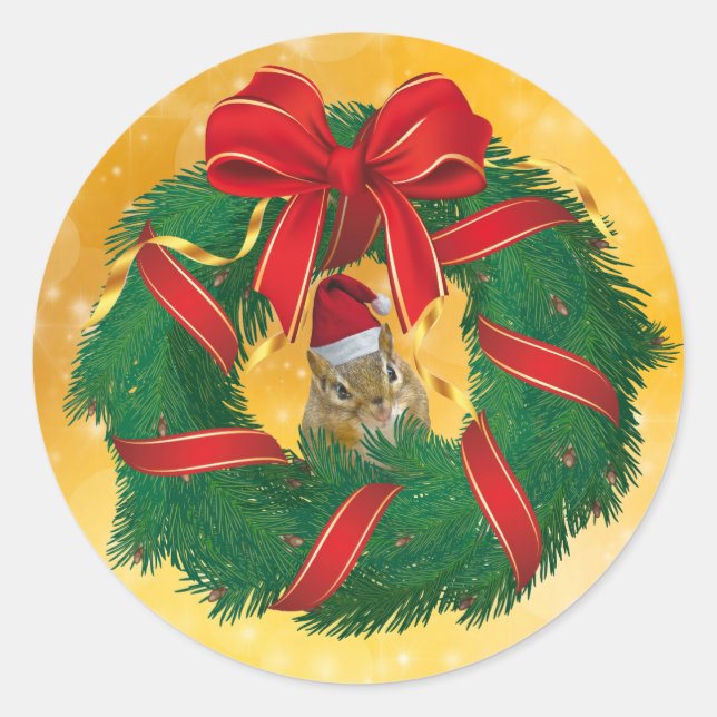 Pegatina Redonda La guerra de los Navidades de Chipmunk (Anverso)