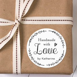 Pegatina Redonda La guirnalda botánica rústica hecha a mano con amo