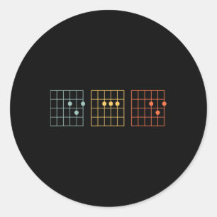 Pegatina Redonda La guitarra vintage mejor papá jamás papá acorde m