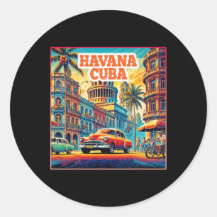 Pegatina Redonda La Habana Cuba Camisetas viaje de familia viaje de