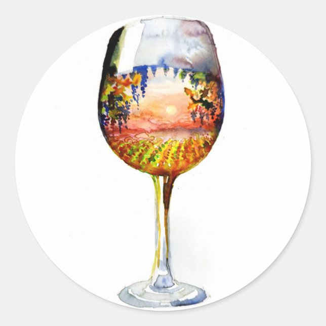 Pegatina Redonda La historia del vino (Anverso)