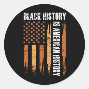 Pegatina Redonda La Historia Negra Es Historia Estadounidense, Pero