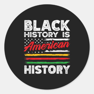 Pegatina Redonda La historia negra es la bandera estadounidense de