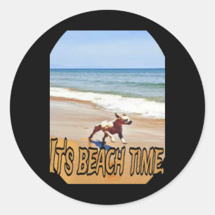 Pegatina Redonda La hora de la playa
