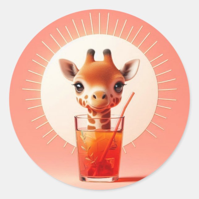 Pegatina Redonda La Hora Feliz de Giraffe (Anverso)