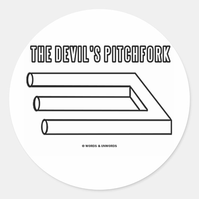 Pegatina Redonda La horquilla del diablo (ilusión óptica) (Anverso)