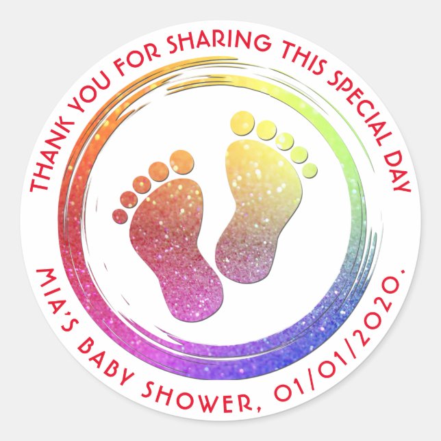 Pegatina Redonda La huella de una niña que ensucia el favor de Baby (Anverso)