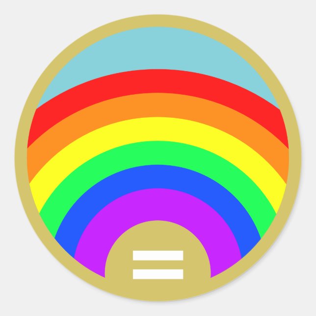 Pegatina Redonda La igualdad es el oro bajo el arcoiris (Anverso)