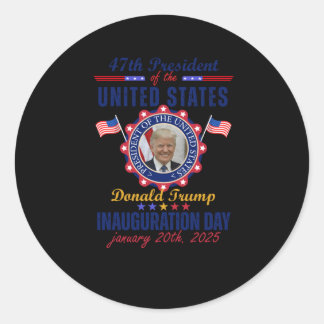 Pegatina Redonda La Inauguración Del Presidente Donald Trump 2025 E