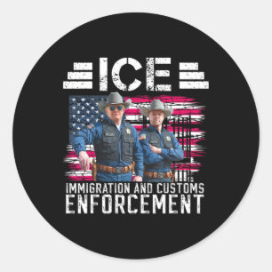 Pegatina Redonda La Inmigración De Trump Vance Ice Y El Cumplimient