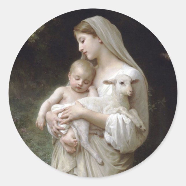 Pegatina Redonda La inocencia, William-Adolphe Bouguereau (Anverso)