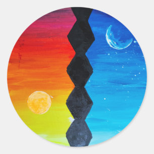 Pegatina Redonda La interminable columna de día y noche