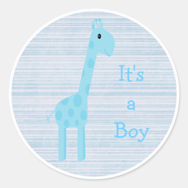 Pegatina Redonda La jirafa azul dulce es un Recién nacido de niño (Anverso)