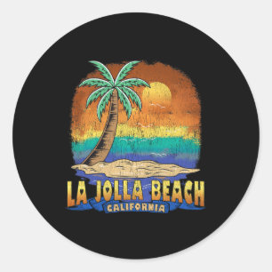 Pegatina Redonda La Jolla Beach California Vintage Maltreve Souve