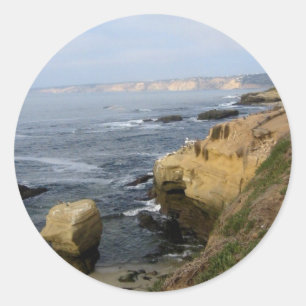 Pegatina Redonda La Jolla Cove Beach Seabirds Personalizado Decal P