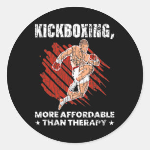 Pegatina Redonda La kickboxing es terapia divertida kick boxer boxe