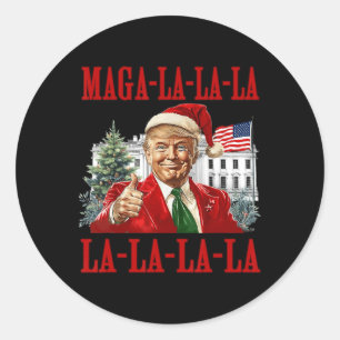 Pegatina Redonda La La La Donald Trump engaña a 47 Navidades feos s