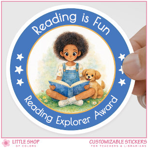 Pegatina Redonda La Lectura es Divertida Premio Explorador de Lectu