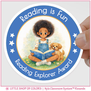Pegatina Redonda La Lectura es Divertida Premio Explorador de Lectu
