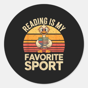 Pegatina Redonda La lectura es el deporte favorito del ganso divert