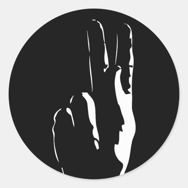 Pegatina Redonda la letra K en lenguaje de signos (Anverso)