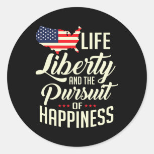 Pegatina Redonda La Libertad De Vida De Estados Unidos Y La Búsqued