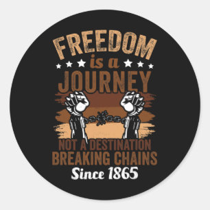Pegatina Redonda La Libertad Es Un Viaje De 1865 Afroamericano