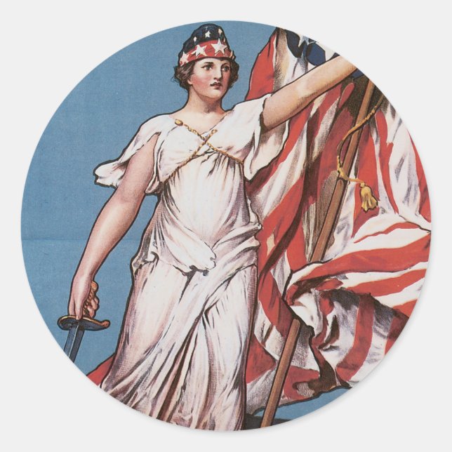 Pegatina Redonda La libertad Poster de la Primera Guerra Mundial ll (Anverso)