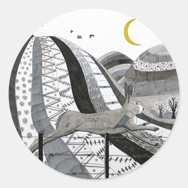 Pegatina Redonda La liebre (Anverso)